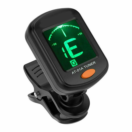 LCD Clip-On Tuner for Electric, Acoustic Guitar, Bass, and Ukulele