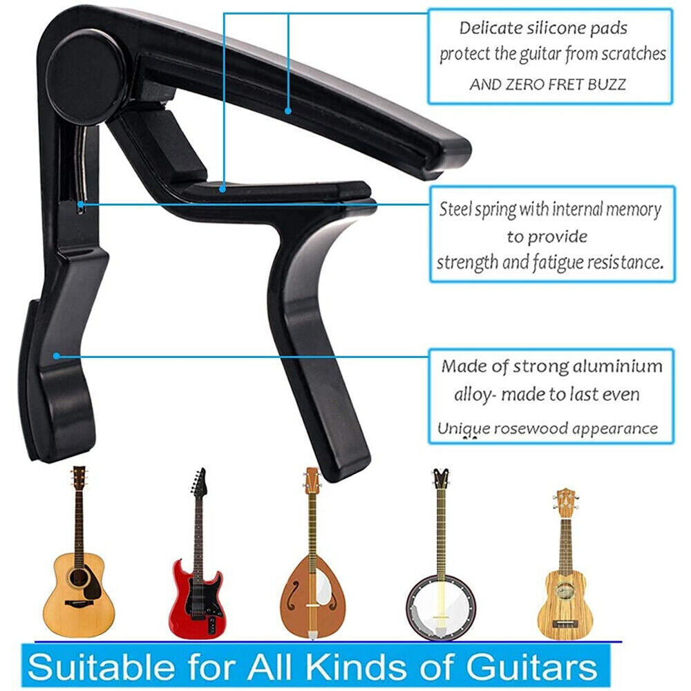 Aluminum Alloy Guitar Capo with Quick Change Clamp for Acoustic Tone Adjustment