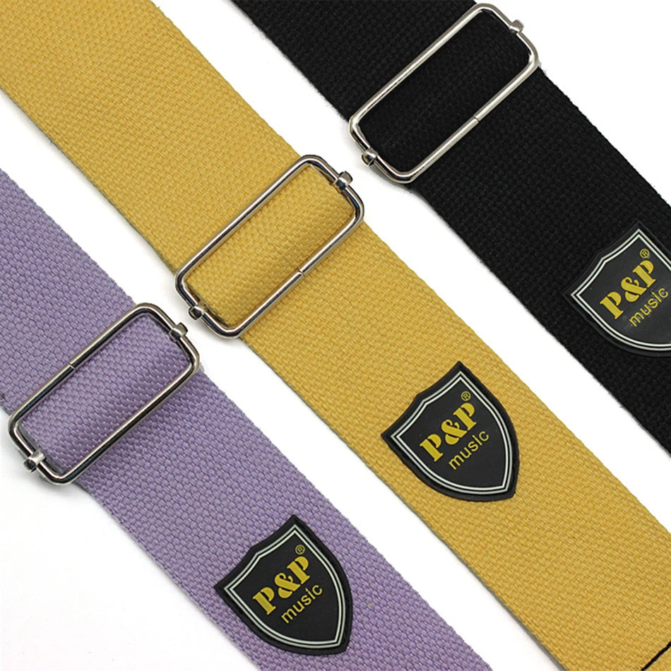 Guitar Strap; Woven Cotton with Leather Ends