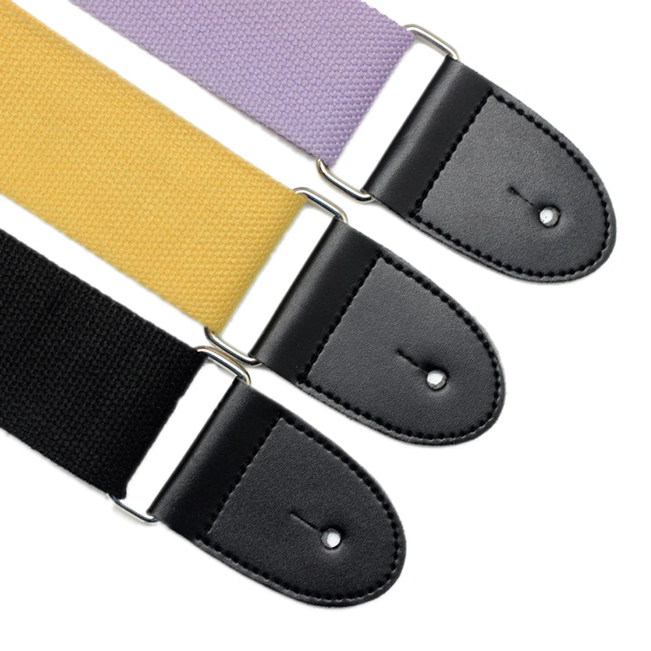 Guitar Strap; Woven Cotton with Leather Ends